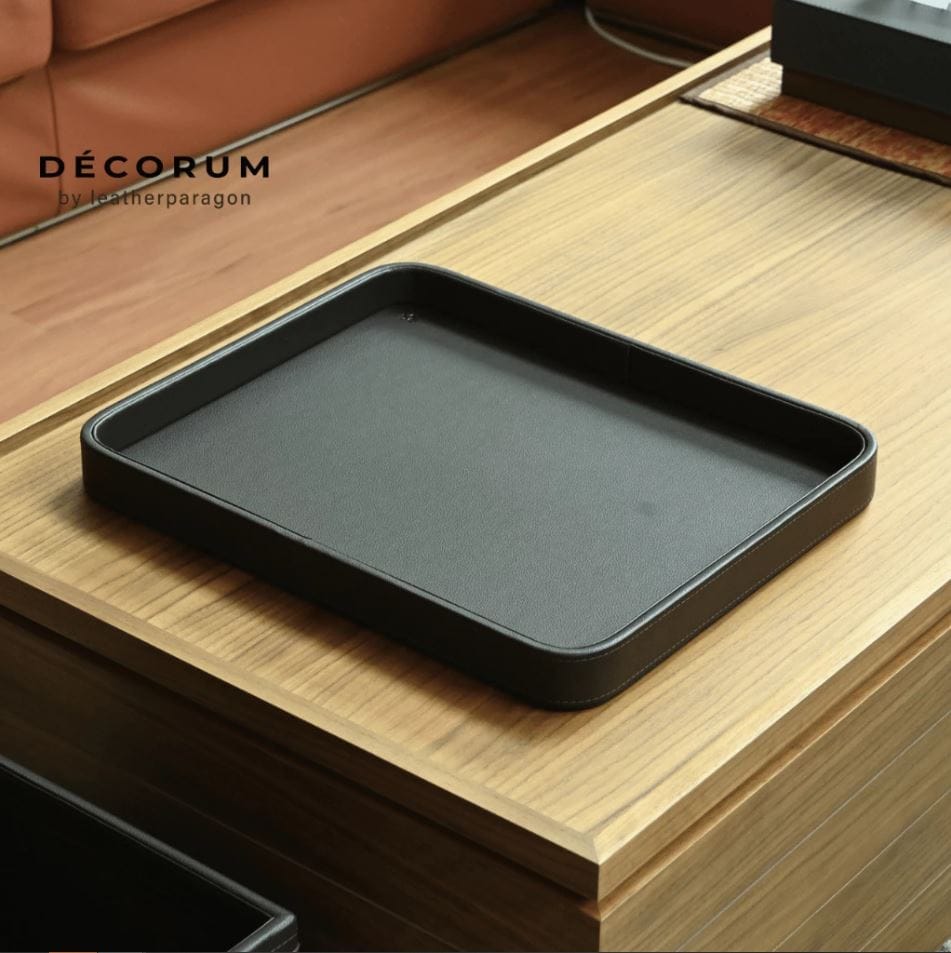 ถาดหนัง ใส่ของ เครื่องประดับ Decorum 43x35x4 cm สีดำ